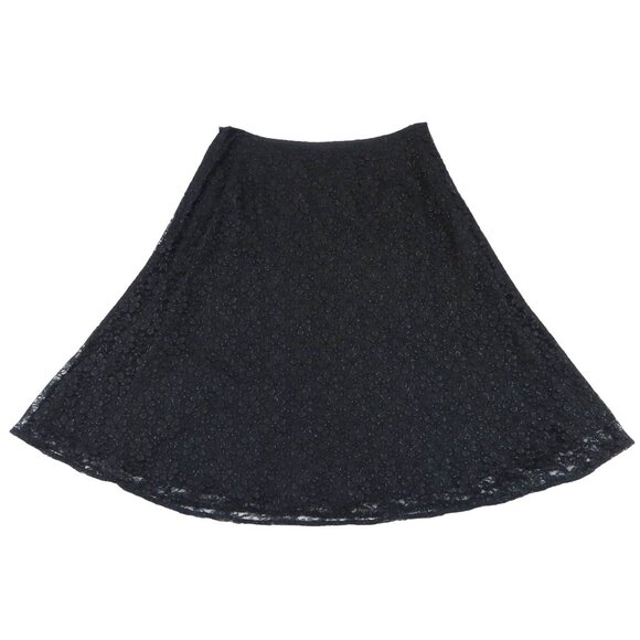 BLOOMINGDALES Vintage Whimsigoth Black Sparkle Lace A Line Knee Length Skirt 8p - Picture 2 of 6